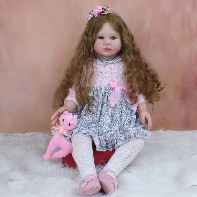 70 CM 3D Farbe Weichen Silikon Reborn Baby Puppe Spielzeug Mit Vene Tuch Körper Langes Haar Prinzessin Mädchen Kleinkind verkleiden Kunst Bebe Finished doll von Joom DACH