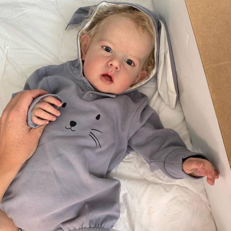 70 CM 3D Haut Hand Malt Weiches Silikon Reborn Baby Puppe Spielzeug Für Mädchen Tuch Körper Realistische Blonde Große kleinkind Kunst Bebe Finished doll von Joom DACH