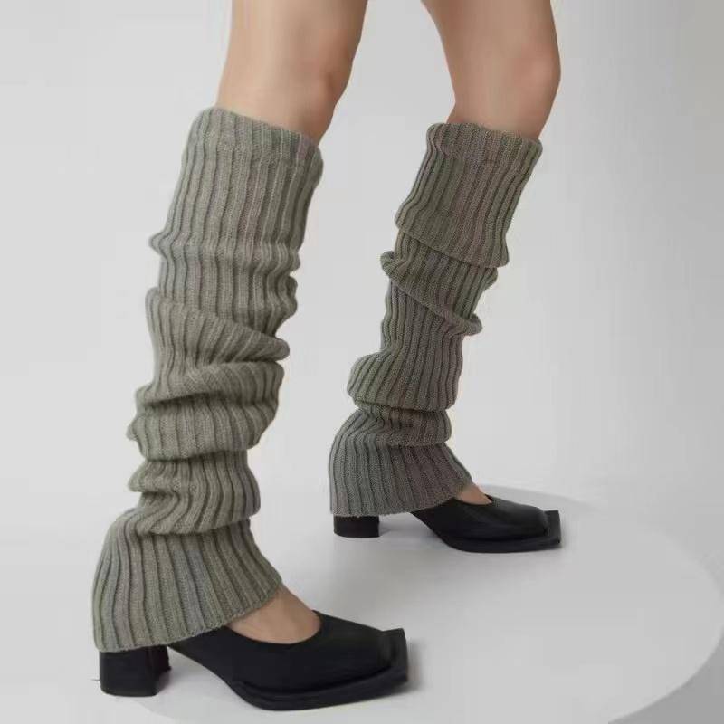 70 cm Overknee-Beinstulpen für japanische JK-Uniform, koreanische Lolita-Wintersocken für Mädchen und Frauen, Strickstiefelsocken, Pile-Up-Socken, Fußwärmer Length 70cm grau von Joom DACH