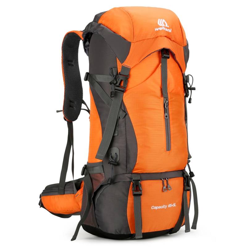 70L Wanderrucksack Wasserabweisender Kletter-Camping-Rucksack Reise-Tagesrucksack mit Regenschutz orange von Joom DACH
