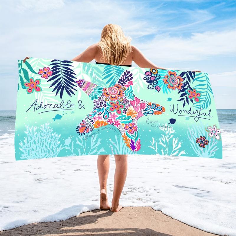 70x140/80*160CM Mikrofaser Strandtuch Gym Sport Pool Handtuch Damen Große Yogamatte Mode Sommer Surfen Bademantel Decke 80*160CM von Joom DACH