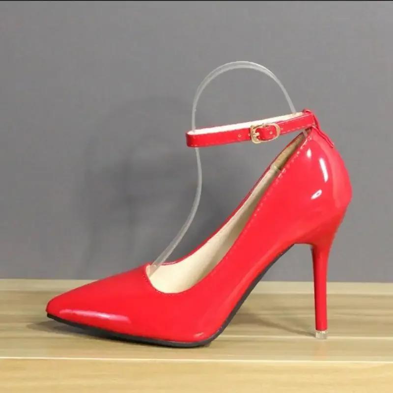 7cm 10cm 12cm Heels Schnalle Frauen Spitzschuh Pumps Lackleder Schuhe Stiletto Heels Büro Pumps Super große Größe 33-50 44 von Joom DACH