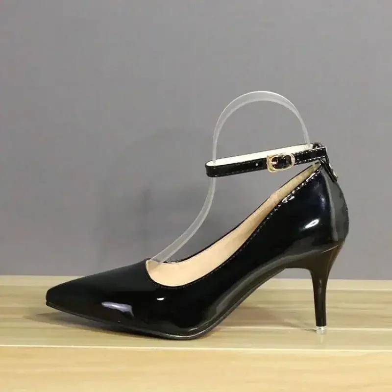 7cm 10cm 12cm Heels Schnalle Frauen Spitzschuh Pumps Lackleder Schuhe Stiletto Heels Büro Pumps Super große Größe 33-50 45 von Joom DACH