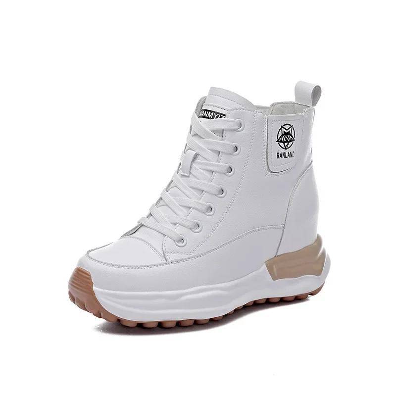 7cm Echtes Leder Damen Schuhe Plateau Sneaker Frühling Herbst Warmes Fell Winterstiefel Damen Kampfstiefel Stiefeletten Kostenloser Versand 38 weiß von Joom DACH