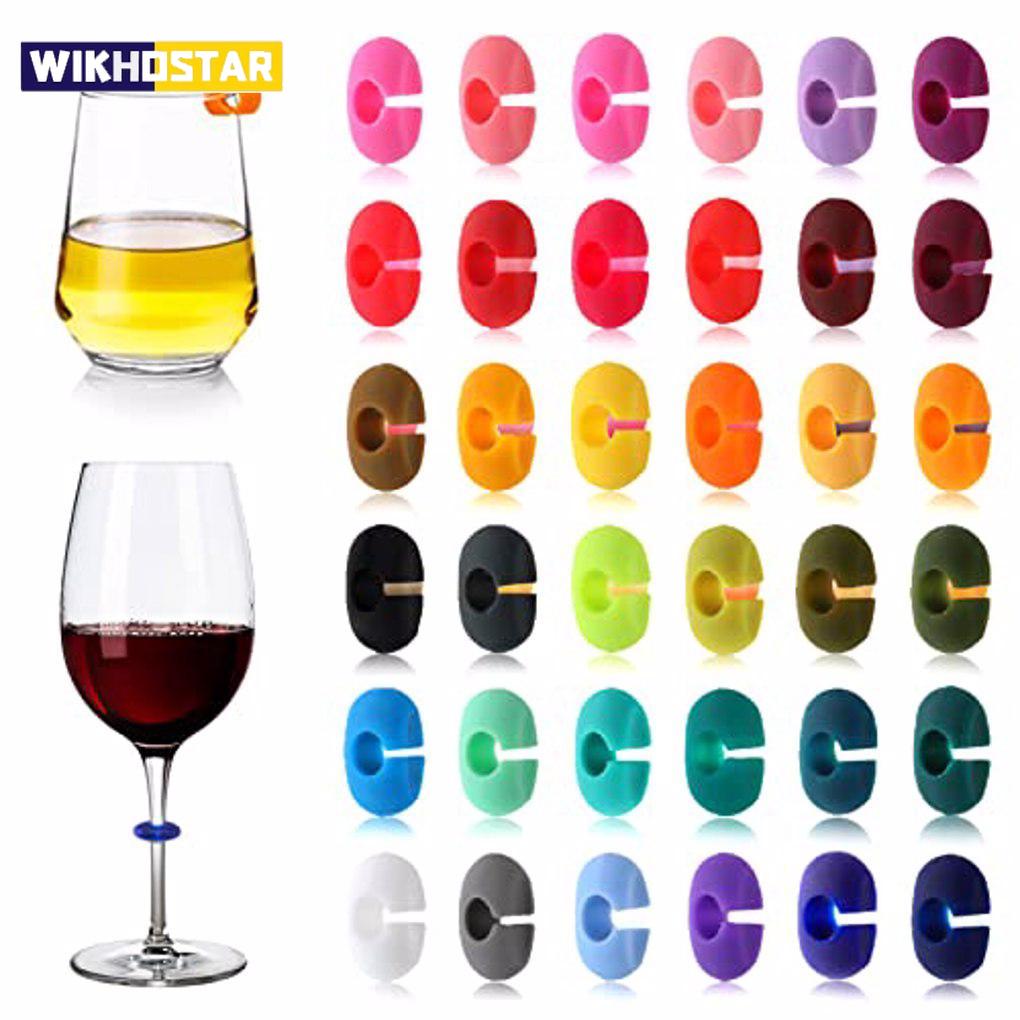 8/12/36 stücke Silikon Weinglas Marker Saft Champagner Tasse Becher Label Becher Tag Bar Hochzeit Identifikation Farbe Party Werkzeuge 8pcs von Joom DACH