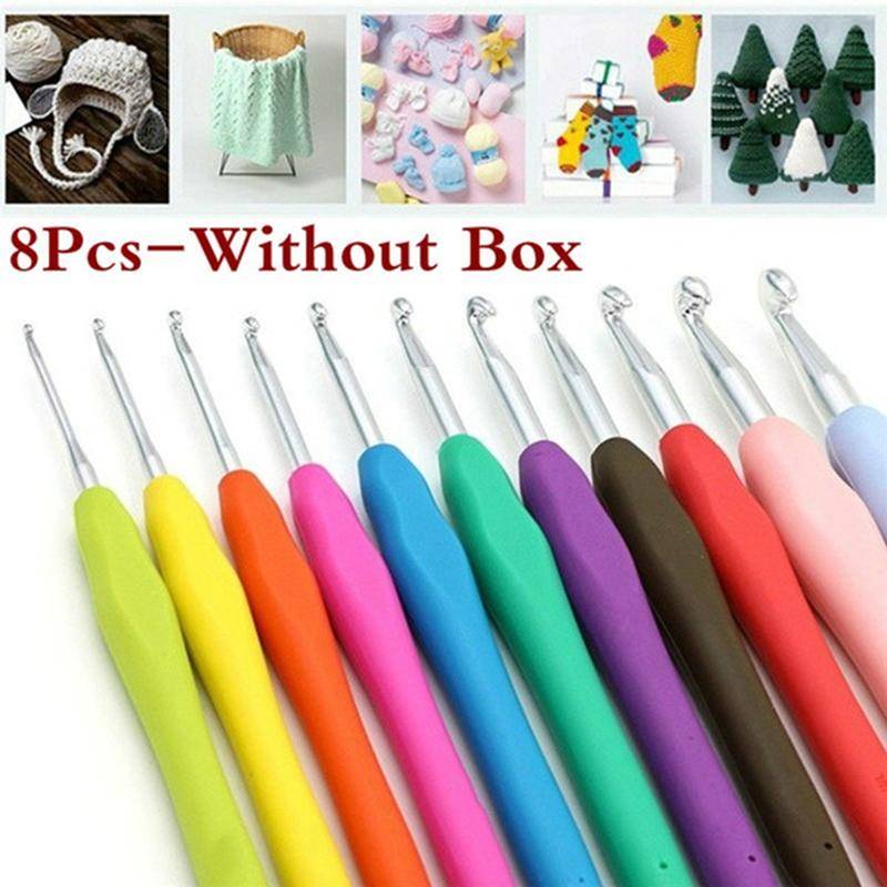 8/16 Stück farbige Häkelnadeln Garn Aluminium Stricknadeln Set Tool Kit mit B 8pcs-without box von Joom DACH