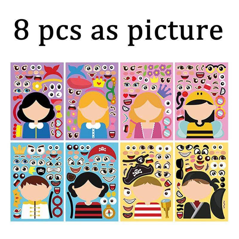 8 Blatt Puzzlespiele Kinderaufkleber DIY Lustige Make A Face Dinosaurier Tier Monster Cartoon Aufkleber Lernspielzeug von Joom DACH