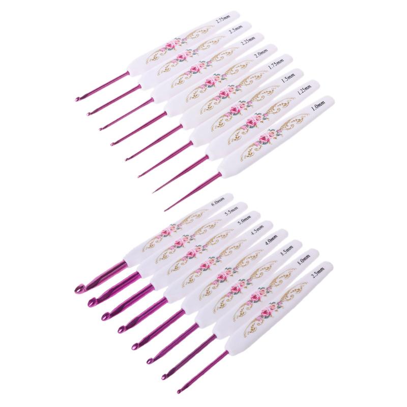 8 Stück Kunststoffgriff Floral Aluminium Häkelnadeln Stricknadel Set Weben L von Joom DACH