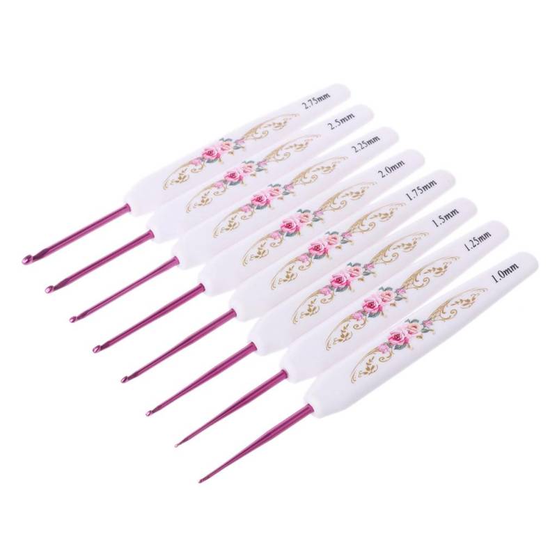 8 Stück Kunststoffgriff Floral Aluminium Häkelnadeln Stricknadel Set Weben S von Joom DACH