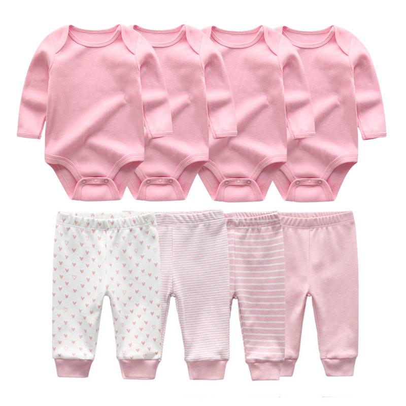 8 Stücke Neugeborenen Baby Jungen Mädchen Kleidung Set Baumwolle Cartoon Print Langarm Body und Hosen Säuglingskleidung Outfits 0-3Months von Joom DACH