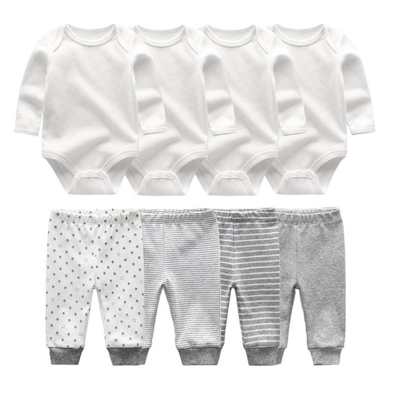 8 Stücke Neugeborenen Baby Jungen Mädchen Kleidung Set Baumwolle Cartoon Print Langarm Body und Hosen Säuglingskleidung Outfits 0-3Months von Joom DACH