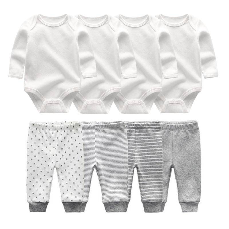 8 Stücke Neugeborenen Baby Jungen Mädchen Kleidung Set Baumwolle Cartoon Print Langarm Body und Hosen Säuglingskleidung Outfits 0-3Months von Joom DACH