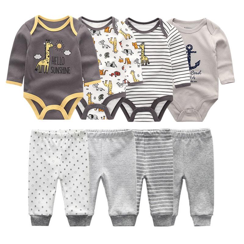 8 Stücke Neugeborenen Baby Jungen Mädchen Kleidung Set Baumwolle Cartoon Print Langarm Body und Hosen Säuglingskleidung Outfits 0-3Months von Joom DACH