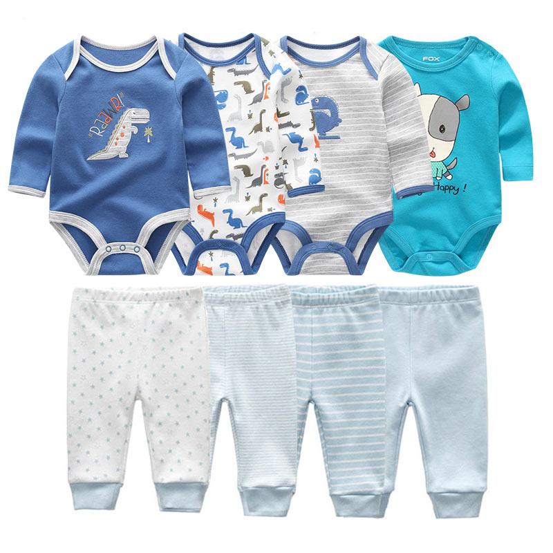 8 Stücke Neugeborenen Baby Jungen Mädchen Kleidung Set Baumwolle Cartoon Print Langarm Body und Hosen Säuglingskleidung Outfits 0-3Months von Joom DACH