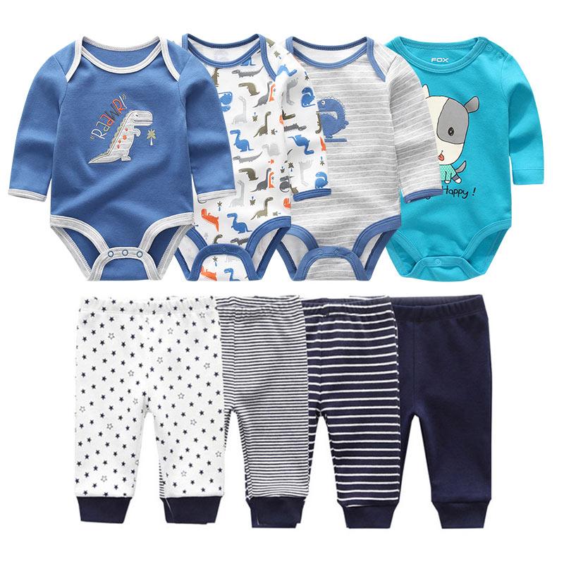 8 Stücke Neugeborenen Baby Jungen Mädchen Kleidung Set Baumwolle Cartoon Print Langarm Body und Hosen Säuglingskleidung Outfits 6-9Months von Joom DACH