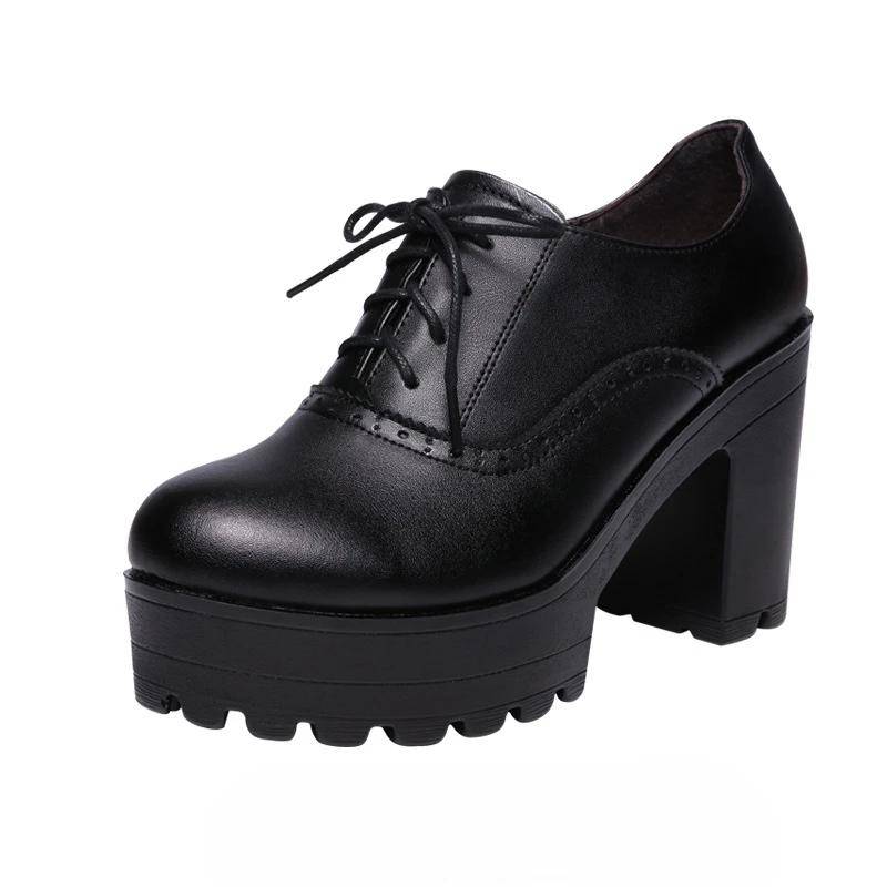 8 cm 10 cm Kleine Größe 32-43 Vintage Brogues Stil Oxford Schuhe für Frauen Plattform Pumps Block High Heels Schuhe Plüsch Büro 37 von Joom DACH