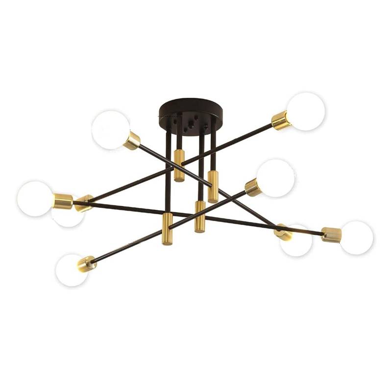 8-flammiger Kronleuchter, moderne Deckenleuchte, Mid Century, schwarz und gold, Industrieanhänger gold/schwarz 8-flammiger Kronleuchter, moderne Deckenleuchte, Mid Century, schwarz und gold, Industrieanhänger gold/schwarz von Joom DACH