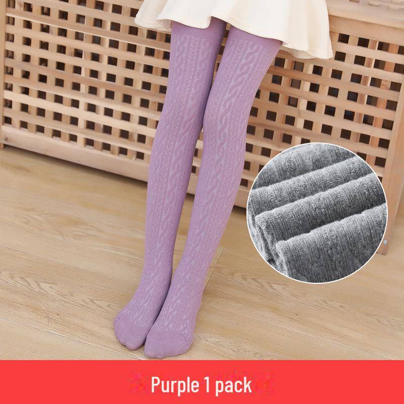 8-förmige Twist-Strumpfhose für Kinder – Frühling/Herbst, nahtlos, dünne Socken 8-12 years old, height 135-148cm violett von Joom DACH