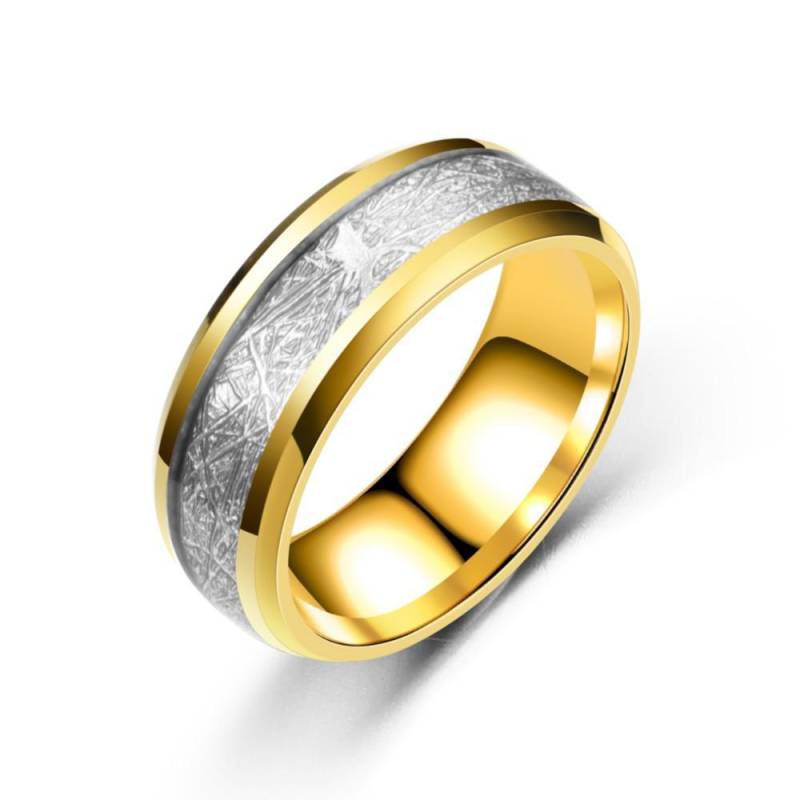 8 mm Breite Meteorit-Stein-Muster mit eingelegter silberfarbener Wolframstahl-Ring für Paare, Ehering, Verlobungsschmuck 11 gold von Joom DACH
