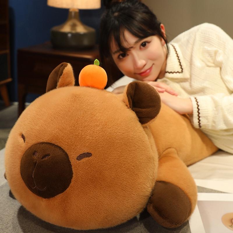 80-120 cm Kreatives Cartoon-Capybara-Plüschpuppenkissen, langer Streifen, liegendes Tier, Capybara-Plüschtier, Geschenk für die Freundin about 80cm von Joom DACH