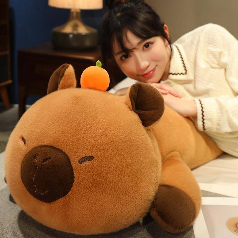 80-120 cm Kreatives Cartoon-Capybara-Plüschpuppenkissen, langer Streifen, liegendes Tier, Capybara-Plüschtier, Geschenk für die Freundin about 80cm von Joom DACH
