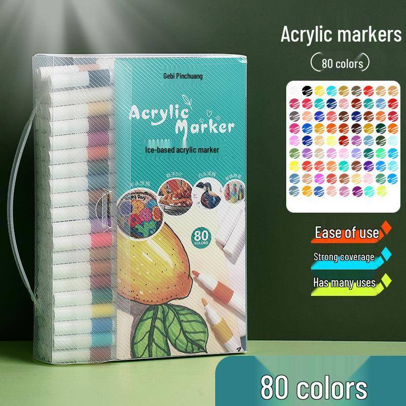 80-Farben Acrylmarker-Set mit weicher Spitze - Nicht färbend, nicht ausblutend, schichtbare Aquarellstifte für Kinder von Joom DACH