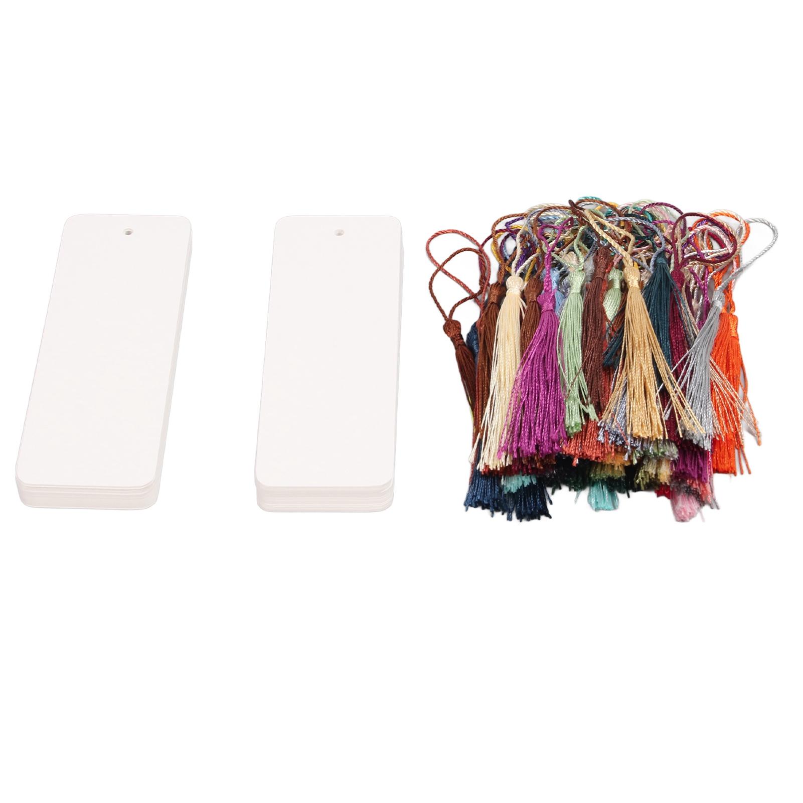 80 Sets Leere Lesezeichen 5,5 Zoll lang 2 Zoll breit Glättung Weit verbreitetes Karton-Lesezeichen mit Quasten von Joom DACH