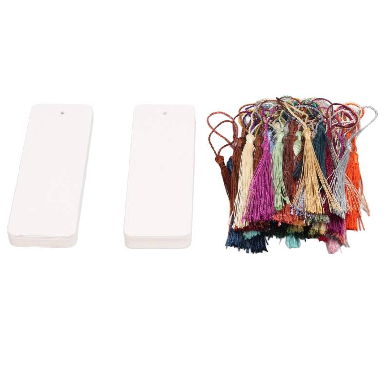 80 Sets Leere Lesezeichen 5,5 Zoll lang 2 Zoll breit Glättung Weit verbreitetes Karton-Lesezeichen mit Quasten von Joom DACH