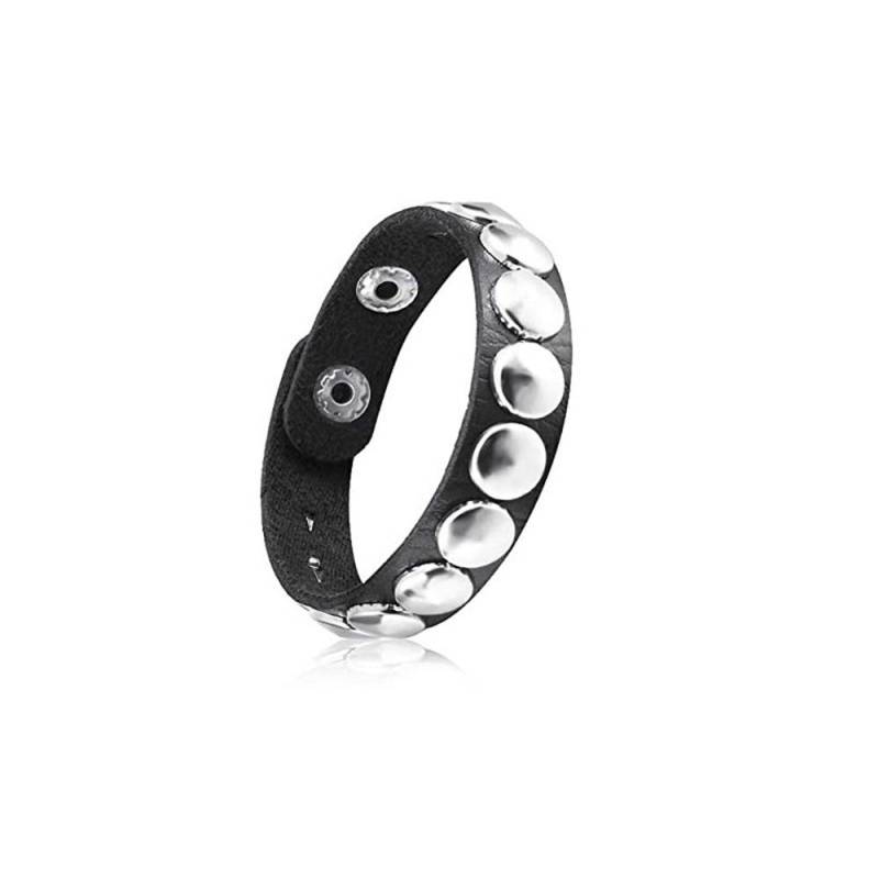 80er Jahre Schwarzes rundes quadratisches Gothic Spike-Armband Punkrock-Armband Nieten-Kunstlederarmband für Männer und Frauen von Joom DACH