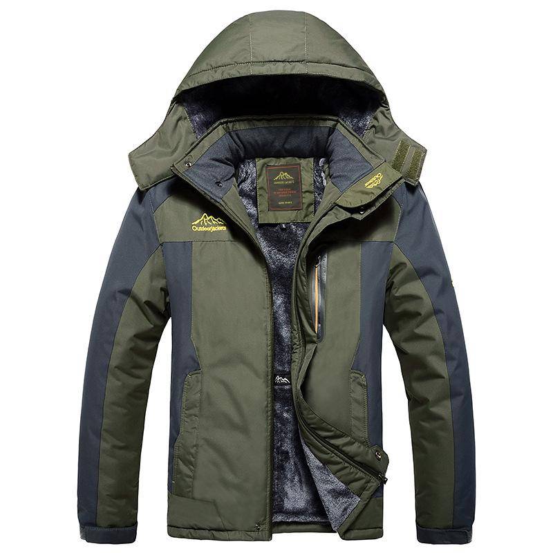 828 Herren Winterjacken - Samt & Verdickte Baumwollwattierung für Outdoor-Bergsteigen, Kältebeständig, Warm, Fleece in Übergröße 5XL armee grüne von Joom DACH
