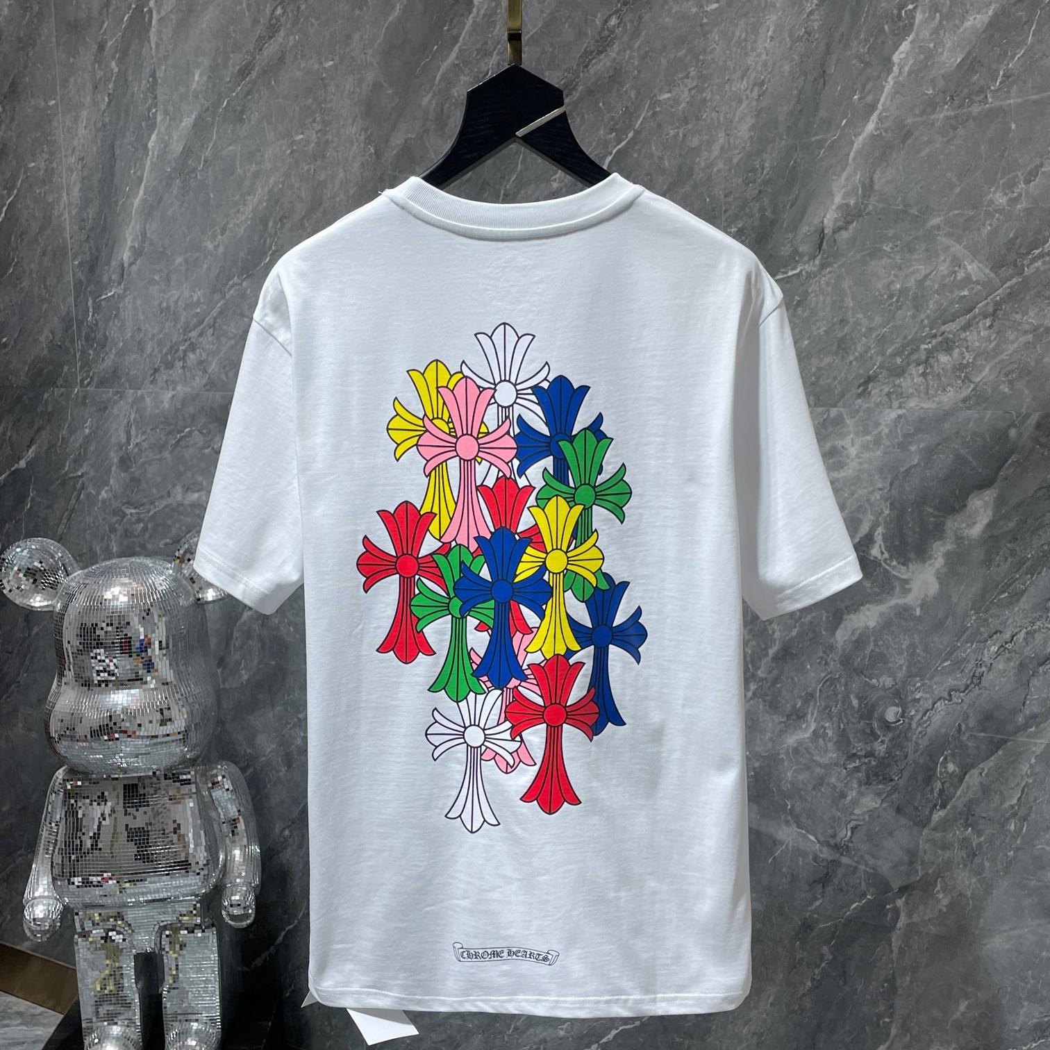 8505 CHROME HEARTS 2025 Sommer Neue Hochwertige Baumwolle Rundhals Lose Große Größe männer und frauen T-shirt Paar t-shirt S weiß von Joom DACH