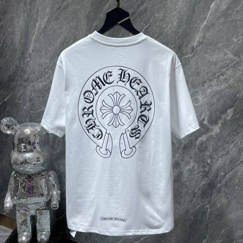 8702 CHROME HEARTS 2025 Sommer Neue Hochwertige Baumwolle Rundhals Lose Große Größe männer und frauen T-shirt Paar t-shirt S weiß von Joom DACH