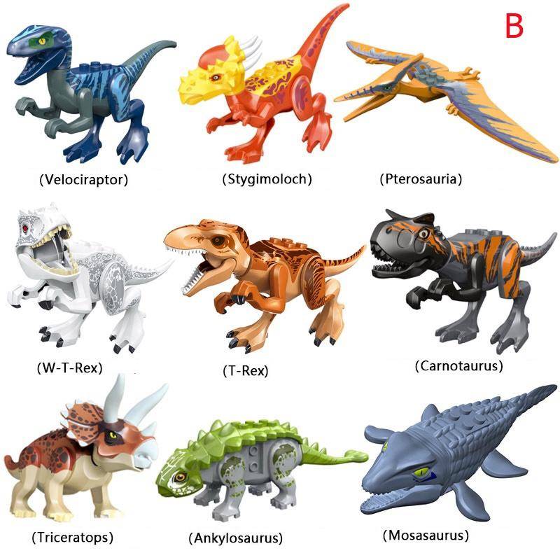 8PCS Dinosaurier Tyrannosaurus Rex Wyvern Velociraptor Stegosaurus Modell Bausteine ​​Spielzeug für Kinder Dinosaurier Ziegel Figuren Spielzeug von Joom DACH
