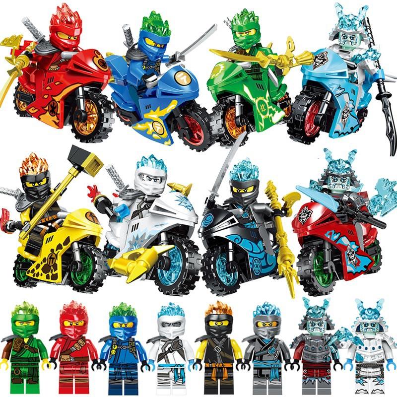 8PCS Ninja Motorrad Minifiguren mit Moto Bausteinen Puppen Kinder Geschenk Kinder DIY Steine Spielzeug für Jungen Ninja von Joom DACH
