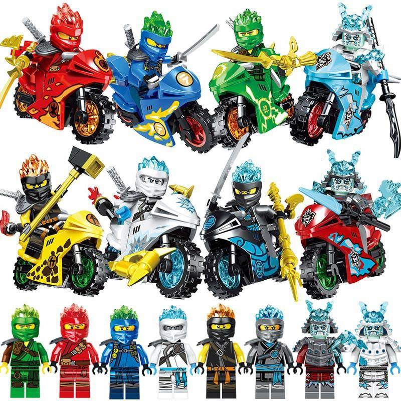 8PCS Ninja Motorrad Minifiguren mit Moto Bausteinen Puppen Kinder Geschenk Kinder DIY Steine Spielzeug für Jungen Ninja von Joom DACH