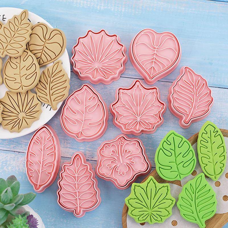 8 Teile/satz Pflanzenblätter Ausstecher Keks Form 3D Presse Stempel Blatt Fondant Kuchen Form Diy Backen Gebäck Werkzeug Küche Backformen von Joom DACH