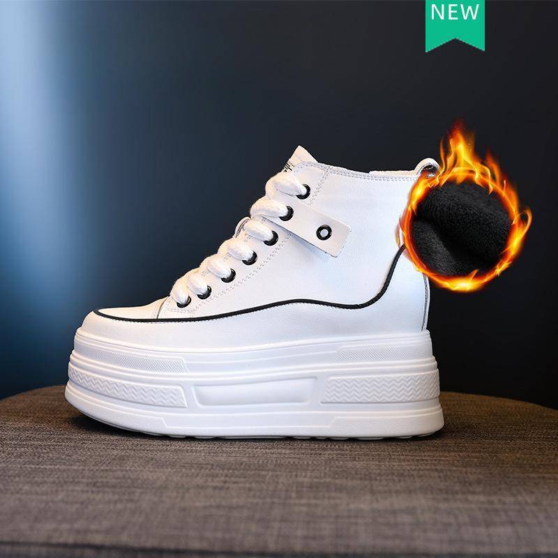 8cm Mikrofaserleder Frühling Klobige Sneaker Vulkanisierte Damen Stiefeletten Mokassins Modeschuhe Herbststiefel Kamin 39 von Joom DACH