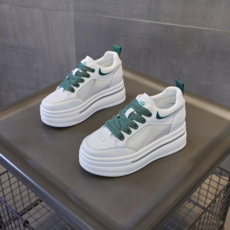 8cm Neue Echtleder Chunky Sneakers Vulkanisiert Herbst Dicksohlige Pumps Damen Plateau Keil Mode Damen Frühjahrsschuhe 40 von Joom DACH