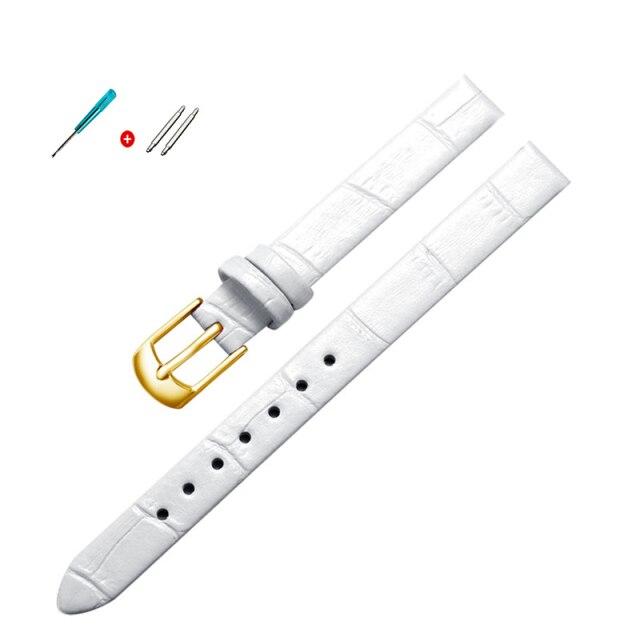 8mm 10mm Frauen Mädchen Schlank Echtes Leder Armband Qualität Uhr Zubehör Gürtel Slub Armband Rose Gold Dornschließe 10mm von Joom DACH