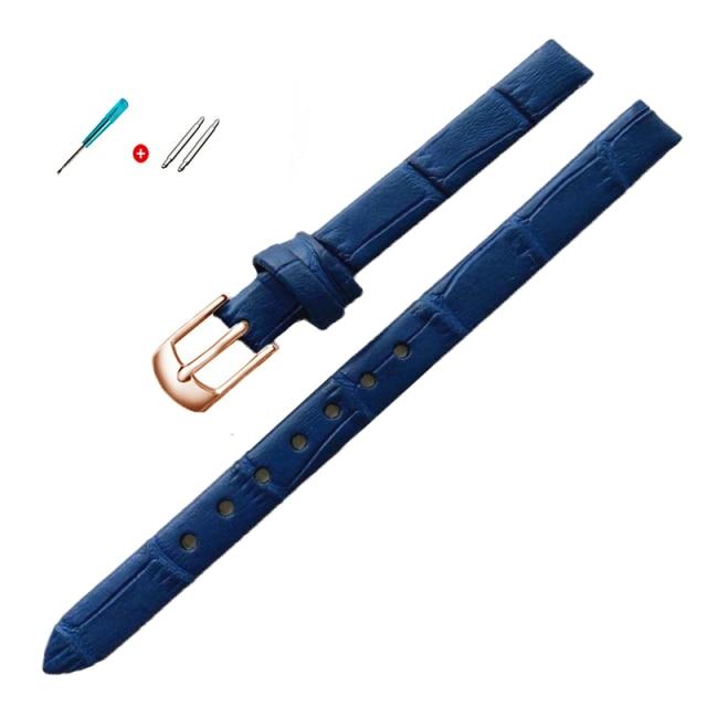 8mm 10mm Frauen Mädchen Schlank Echtes Leder Armband Qualität Uhr Zubehör Gürtel Slub Armband Rose Gold Dornschließe 12mm von Joom DACH