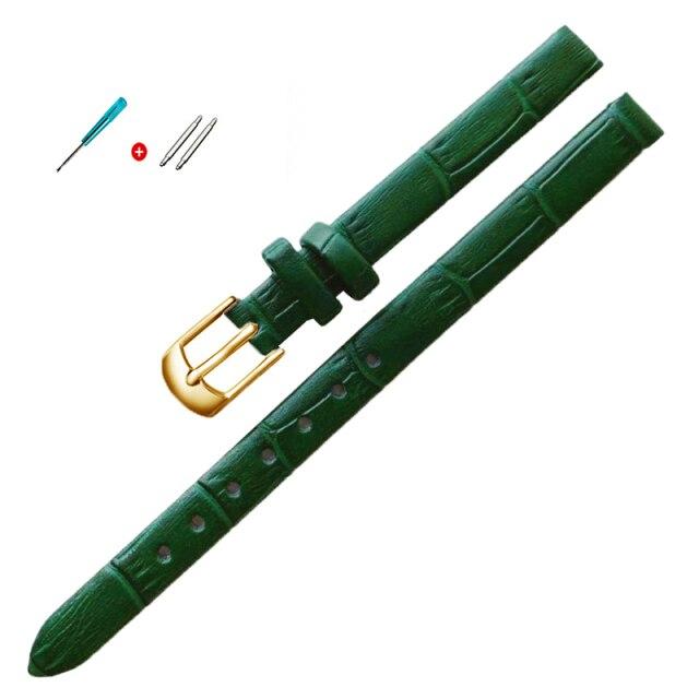 8mm 10mm Frauen Mädchen Schlank Echtes Leder Armband Qualität Uhr Zubehör Gürtel Slub Armband Rose Gold Dornschließe 12mm von Joom DACH