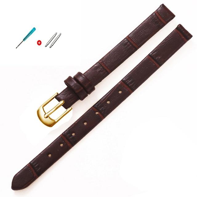 8mm 10mm Frauen Mädchen Schlank Echtes Leder Armband Qualität Uhr Zubehör Gürtel Slub Armband Rose Gold Dornschließe 12mm von Joom DACH