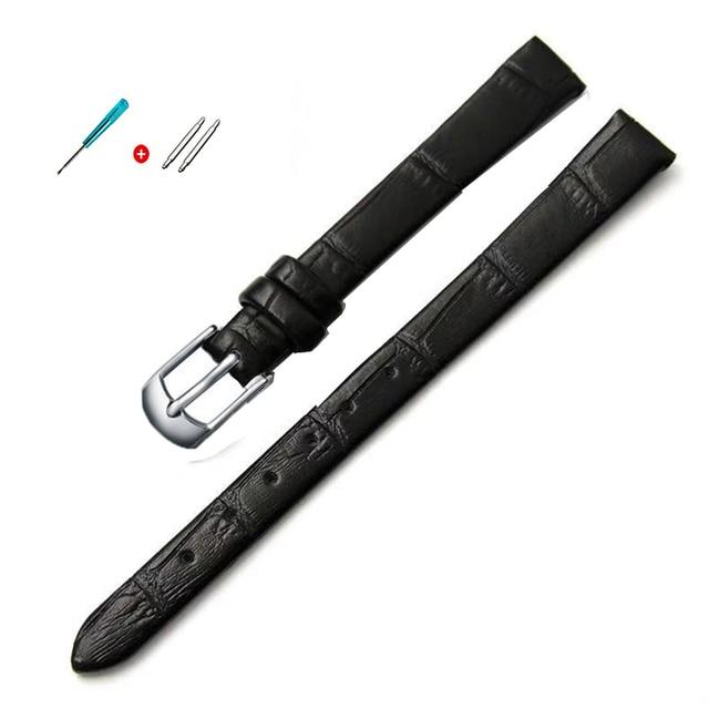 8mm 10mm Frauen Mädchen Schlank Echtes Leder Armband Qualität Uhr Zubehör Gürtel Slub Armband Rose Gold Dornschließe 8mm von Joom DACH