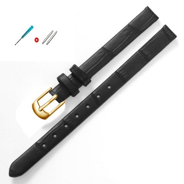 8mm 10mm Frauen Mädchen Schlank Echtes Leder Armband Qualität Uhr Zubehör Gürtel Slub Armband Rose Gold Dornschließe 8mm von Joom DACH