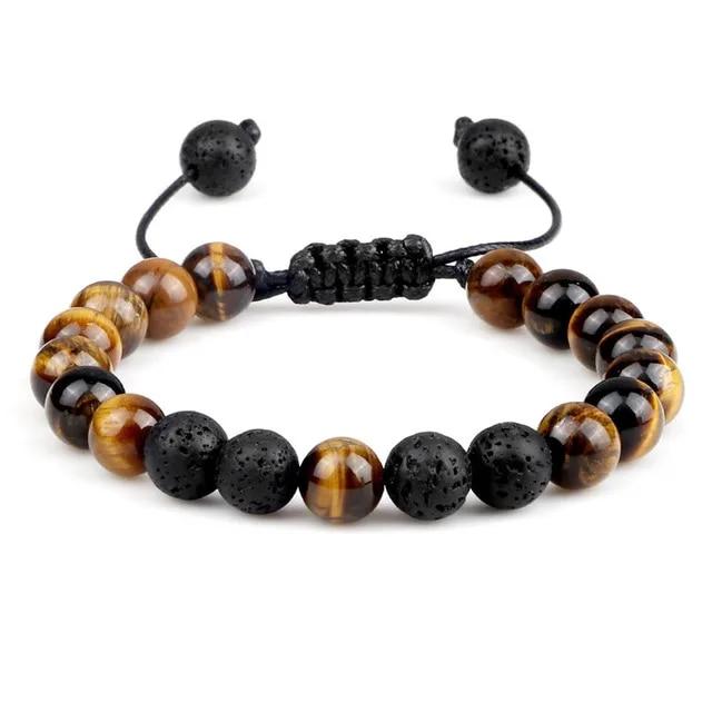 8mm Tigerauge Steinperlen Armband Verstellbar Geflochtene Seil Armreifen Natürliche Lavastein Männer Frauen Yoga Heilung Balance Armbänder CHINA von Joom DACH