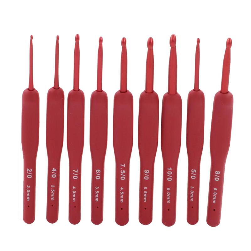 9 Stück Häkelnadeln Rotes Aluminiummaterial Ergonomischer Silikongriff Tragbar Glänzend Stricknadeln 9 Stück Häkelnadeln Rotes Aluminiummaterial Ergonomischer Silikongriff Tragbar Glänzend Stricknadeln von Joom DACH