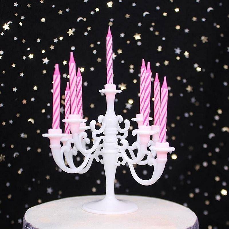 9 Stück Kerzen und Kerzenständerhalter 1 Set Cake Topper Geburtstagsparty Kerzenhalter Topper Dekoration von Joom DACH