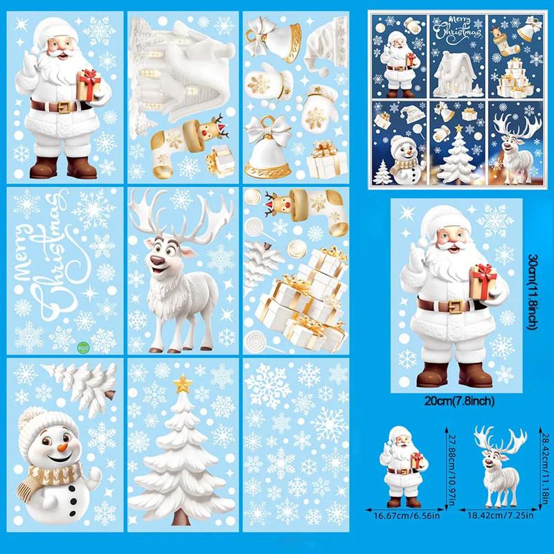 9 teile/satz Weihnachten Fenster Aufkleber Neue Jahr Dekoration Santa Claus Weihnachten Baum Schneeflocke Glas Aufkleber Navidad Geschenke B von Joom DACH