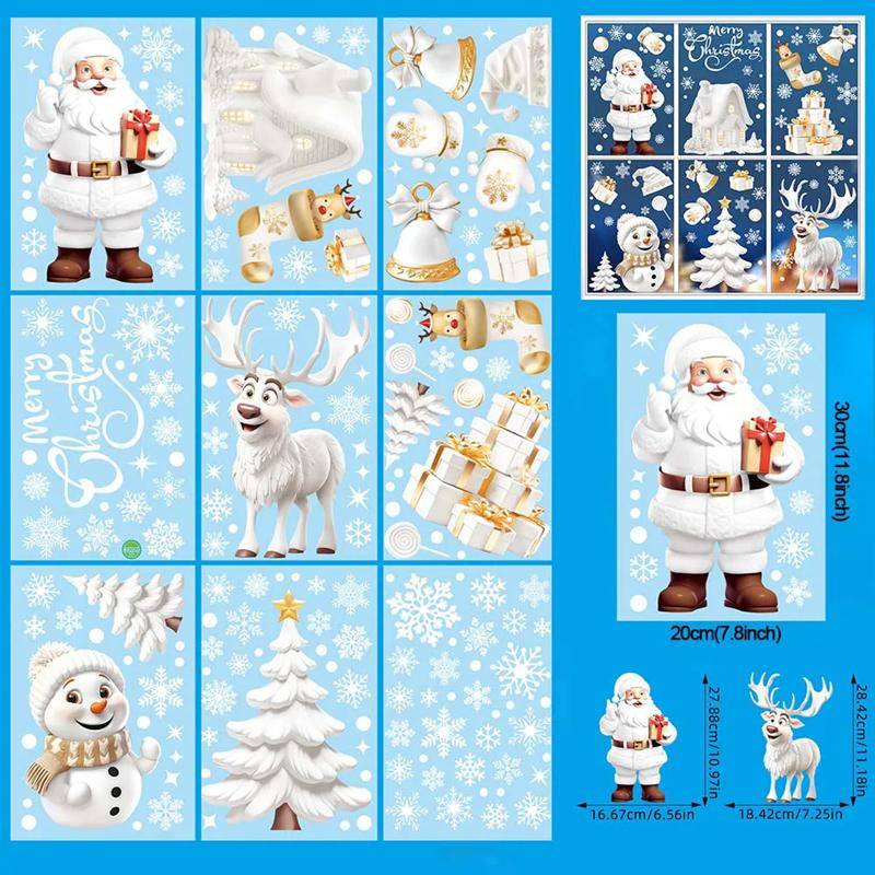 9 teile/satz Weihnachten Fenster Aufkleber Neue Jahr Dekoration Santa Claus Weihnachten Baum Schneeflocke Glas Aufkleber Navidad Geschenke B von Joom DACH