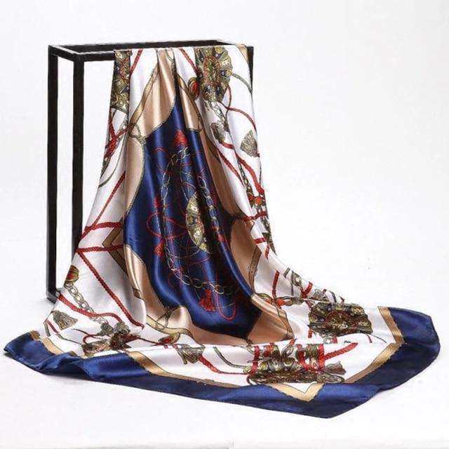 90 * 90 cm quadratischer Seidenschal für Damen, Schals, Halstuch, Designer-Druck, Chiffon, Hijab-Schal, Foulard, Damenhalstücher, weiches großes Bandana von Joom DACH